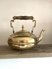 Vintage Brass Teapot Kettle With Wooden Handle made in India  picture