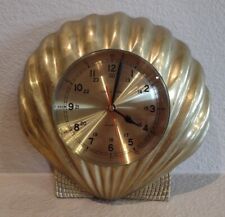 Vintage 1985 Ship's Time Brass Maritime Shell Shaped Wall Clock picture