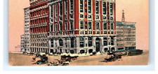 Vintage Postcard Singer Building New York NY Trolley Horses Buggy Cars People picture