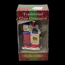 Vintage Treasured Times Blown Glass Christmas House  Holidays Ornament  In Box picture