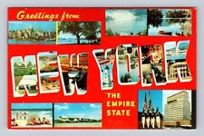 NY-New York, LARGE LETTERS General Greetings, Antique, Vintage Souvenir Postcard picture