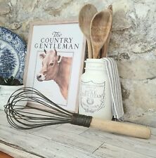 Huge Vintage Whisk French Wire Bakery Wood Handle 13
