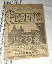 Vtg 1883-1884 GG Green Laboratories, Woodbury, NJ - GREEN'S DIARY ALMANAC - Good picture