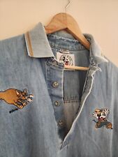 vintage 90s Rare disney embroidered denim shirt Western Mickey Mouse  picture