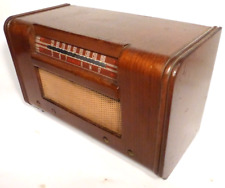 vIntage DeWALD A505 TABLETOP RADIO:  WOOD SHELL w/ GLASS STATION GRAPHIC picture