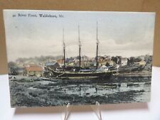 3 Masted Schooner Waterfront Waldoboro ME Postcard 1908 picture