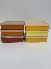 6 Tupperware VTH Square Away Sandwich Keeper #670 w Lids Yellow Orange picture
