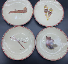 L L Bean WINTER LODGE Plate Set of 4 Sled Skis Snow Shoe Boots 6 1/2