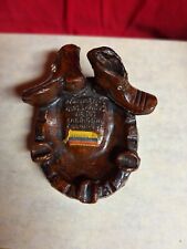 Vintage Colombian ashtray dark brown ceramic 3 rests about 6in X 4in weighs 14oz picture