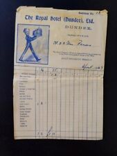 1949 The Royal Hotel Dundee Ltd Hotel Bill ~ High Tea ~ Stout picture
