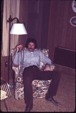 1974 Man Sitting in Chair Holding Chain Mustache #2 70s Vintage 35mm Slide picture