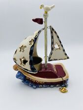 2001 Blue Sky Clayworks Heather Goldminc Dream Boat sail boat candle holder picture