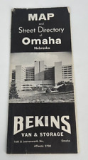 Vintage 1957 Omaha Nebraska Map & Street Directory Bekins Van & Storage Aksarben picture