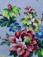 Electric POPS 1940's Hawaiian Floral Motif Jungle Theme Barkcloth Vintage Fabric picture