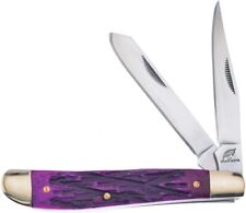 Frost Cutlery Bullet Pocket Knife Stainless Steel Blades Purple Bone Handle picture