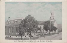 Postcard Most Blessed Sacrament School + Church Bally PA  picture