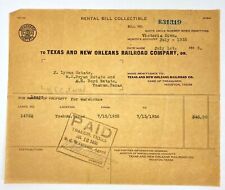 1935 New Orleans & Texas Pacific Railroad Storage Rental Bill Onion Skin VTG picture