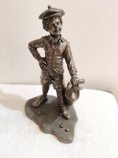 Vintage Solid Brass Golfer with Golf Clubs And Bag Golf Balls Table Size picture