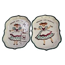 California Provincial Set 2 Ceramic Wall Plaques Kitchen  Dish Cook Handpainted picture