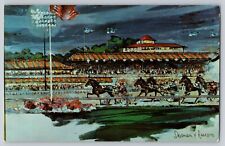 Postcard New York Saratoga Raceway Horses Sherman Raveson Painting Home Free 67 picture