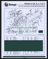 1999 SAVAGE 340, B, C, D, V Bolt Action Repeating Rifle Schematic Parts List picture