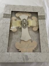WEDDING / ANNIVERSARY CROSS Plaque One Great Love  Wall Hanging Rhinestones picture