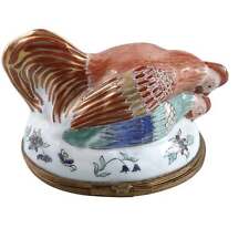 c1920 French Hen and Rooster Trinket Box picture