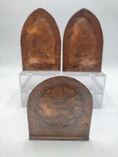 Antique Arts And Crafts Hand Hammered  Copper Bookends - 3 Pieces Total  picture
