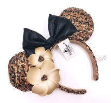 Black Gold Plumeria DisneyParks Minnie Ears Aulani Hawaii Sequins Bow Headband picture