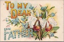 c1910s FATHER'S DAY Large Letter Embossed Postcard 