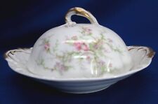 3pc ROUND BUTTER DISH BY THEODORE HAVILAND FRANCE ROSE SPRAYS picture