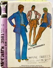 1973 McCalls Sewing Pattern 3581 Mens Jacket Pants Shorts Swim Trunks 40 14088 picture