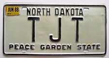 North Dakota 1988 VANITY License Plate T J T picture