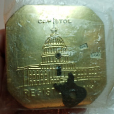 Vintage Capitol Register Bank, Washington DC Metal Coin Bank w Key New in Wrap picture