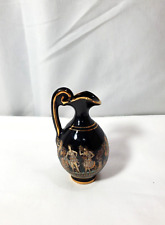 Vintage Greek Vase  3.5” Small 24k Gold Trim Handmade in Greece Rare picture