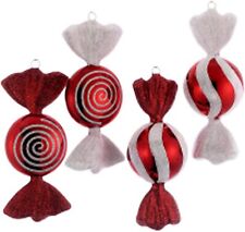 Kurt Adler 6 Inch Red/White Candy Swirld Ornaments - Set of 4 picture