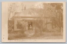Postcard CA Morgan Hill RPPC Home Residence Frontyard Woman Holding Dog Puppy J4 picture