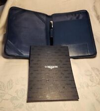 Longines Ballpoint Pen Black Ink w/ Leather Zip Folio Notepad Notebook  picture