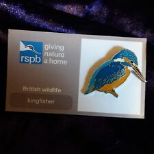 rspb pin badge, Kingfisher on grey card, NEW, FREE DELIVERY. picture