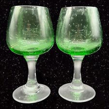 Vintage Bright Green Glassware Bullicante Goblet Wine Margarita Glass Bubble Set picture