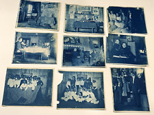9 CYANOTYPE PHOTOS OF INTERIORS FURNITURE  HOUSE PEOPLE ANTIQUE picture
