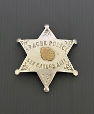 Historical Obsolete Vintage Apache Police San Carlos AZ Badge Chipron Stamp LA picture