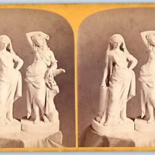 c1870s Tragedy & Comedy Artistic Sculpture Women Mask Stereoview Real Photo V30 picture