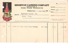 Original Vintage 1928 Invoice Brighton Canning Co. Brighton, Iowa picture
