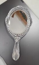 BEAUTIFUL ANTIQUE Hand Mirror Hutte Bleikristall Lead Crystal 1920 Germany HEAVY picture