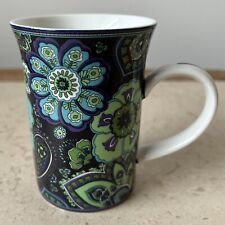 Vera Bradley Blue Rhapsody Mug Paisley Blue Green Flower Pattern 3”x4” 10oz picture