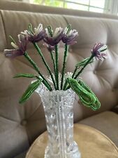 Vintage Heavily Beaded Flower Bouquet Shades Of Purple picture