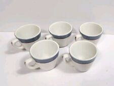 Vintage Jackson Custom China Mug Set Of Five  White With Blue & Red  See Pics picture