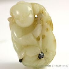 IMPORTANT 19C CHINESE MUTTON FAT WHITE JADE CARVED DEITY RECLAIMED ARTIFACT picture