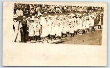 Postcard Parade of Marching Band in Attire, spectators c1907-1909 RPPC B198 picture